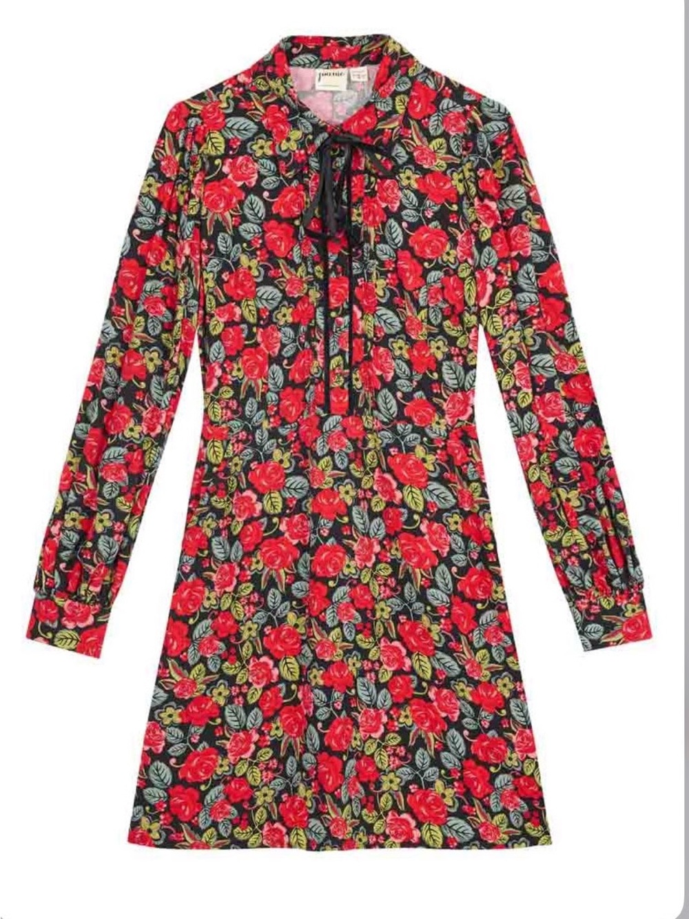 Joanie Paulina Rose Plus 22 Floral Long-Sleeve Dress Velvet Tie Neck Buttons